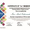 گواهی عضویت در IFIA